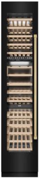 ZLINE Autograph Edition 18" 9.0 Cu. Ft. Triple Zone 68 Bottle Left Hinge Column Wine Cooler in Black Stainless Steel with Champagne Bronze Accents-0