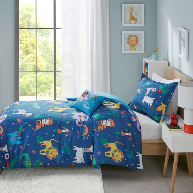 Olliix by Mi Zone Kids Rainbow Animals Multi Printed Twin/Twin XL Comforter Set-2