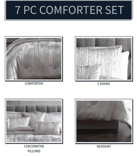 Hallmart Collectibles Taos 7-Piece Silver Queen Comforter Set-1
