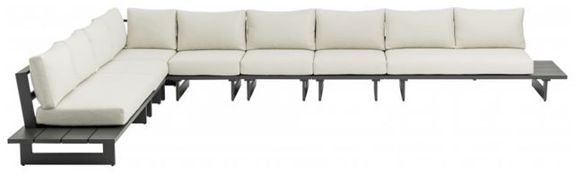 Meridian Furniture Maldives 4-Piece Cream/Dark Gray Aluminum/Fabric 185" Outdoor Modular Sectional-1