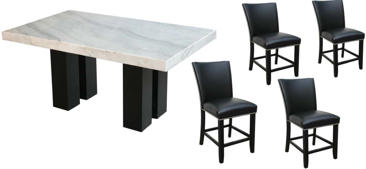 Steve Silver Camila 5-Piece White Marble Top Counter Table