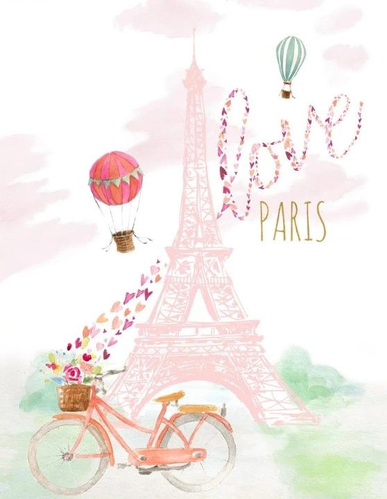 Classy Art Pink Eiffel Bike Ride by LanieLoreth Wall Art-2