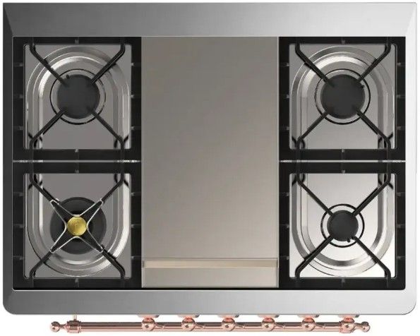 Ilve® Majestic III 36'' Stainless Steel Pro Style Dual Fuel Liquid Propane Range with Triple Glass Door and Burnished Trim-2