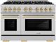 ZLINE Select Autograph Edition 48" Satin Stainless Steel Pro Style Dual Fuel Range with Champagne Bronze Accents-0