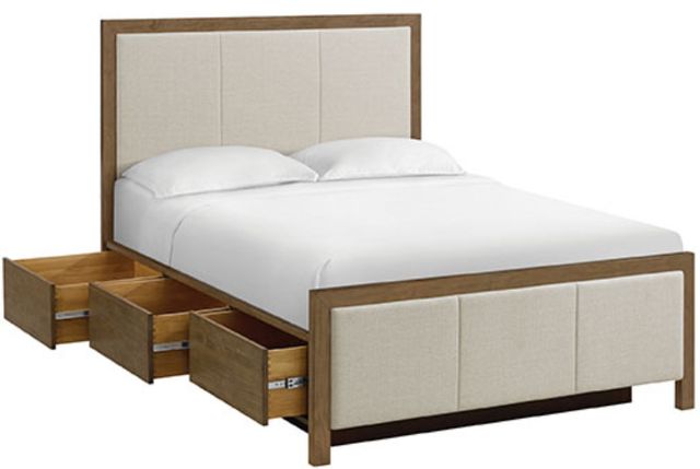 Whittier Wood® Furniture Bailey Nutmeg Queen Upholstered Storage Panel Bed-3