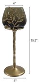 A & B Home Capri Gold Aluminum Leaf Glass Candle Holder-3
