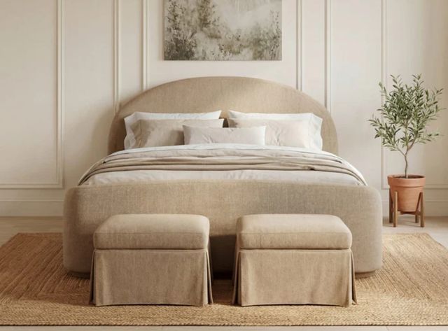 Modus Furniture Colton Sourdough California King Upholstered Panel Bed-1