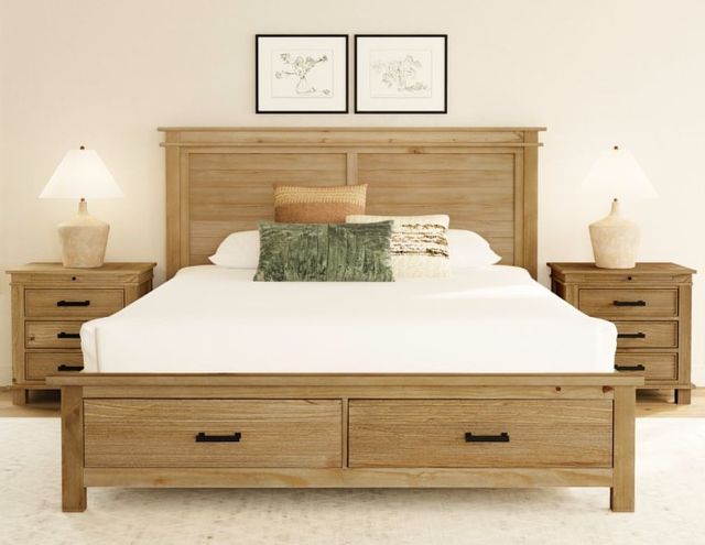 A-America® Glacier Point Golden Java Queen Panel Storage Bed-1