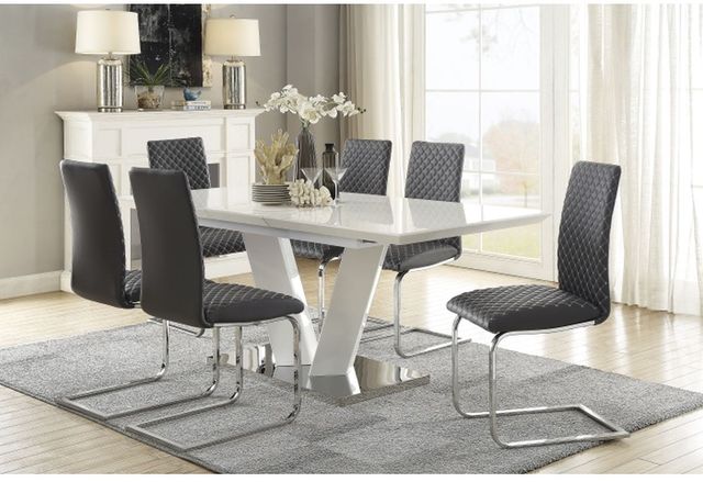 Mazin Furniture Yannis White Dining Table with Chrome Base -3