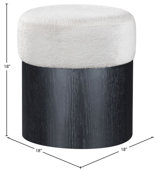 Meridian Furniture Nimes Cream/Black Velour Fur Ottoman-2