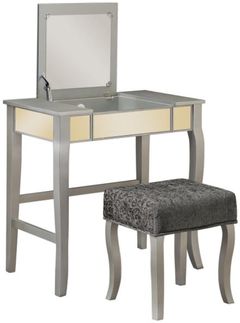 Linon Harper 2-Piece Silver Vanity Set