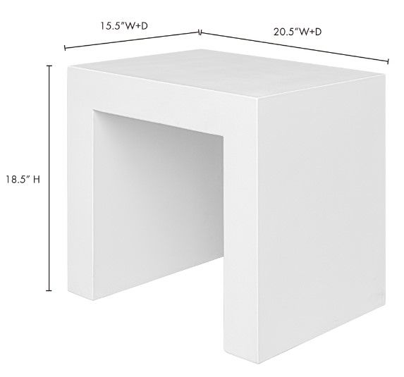 Moe's Home Collection Lazarus White Concrete Outdoor Stool-4