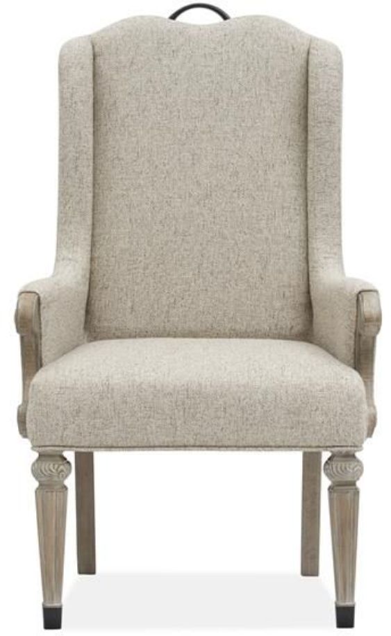 Magnussen Home® Marisol Fawn Upholstered Host Dining Arm Chair-1