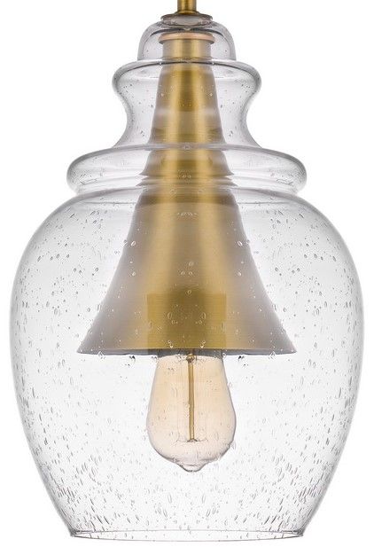 Cal® Lighting & Accessories Girona Antique Brass/Glass Pendant-2