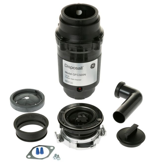 GE® Disposall® 1/3 HP Continuous Feed Non-Corded Black Garbage Disposal-2