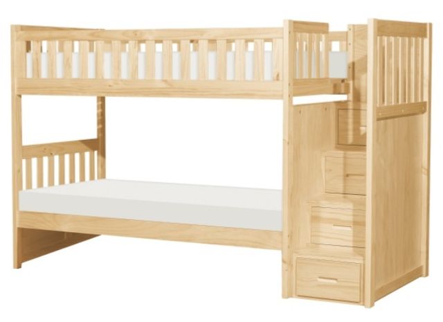 Homelegance® Bartly Natural Pine Twin Over Twin Step Bunk Bed-0