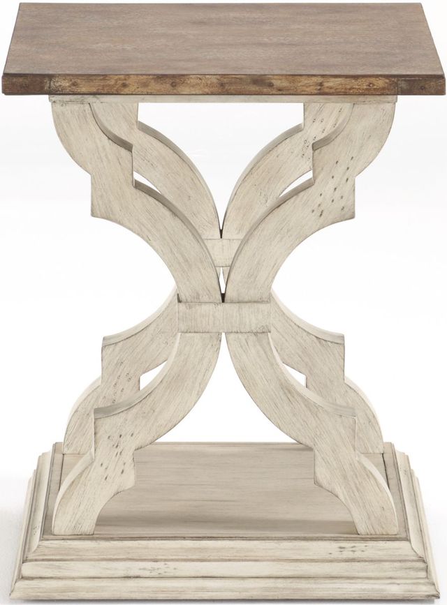 Flexsteel® Estate Galvanized Metal Top Chairside Table with Antiqued Base-2