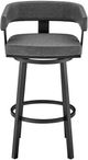 Armen Living Lorin Gray/Matte Black Swivel Counter Stool-3