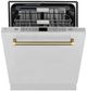 ZLINE Autograph Edition Monument 24" Stainless Steel Top Touch Control Tall Tub Dishwasher with Champagne Bronze Helix Handle and 3rd Rack -1