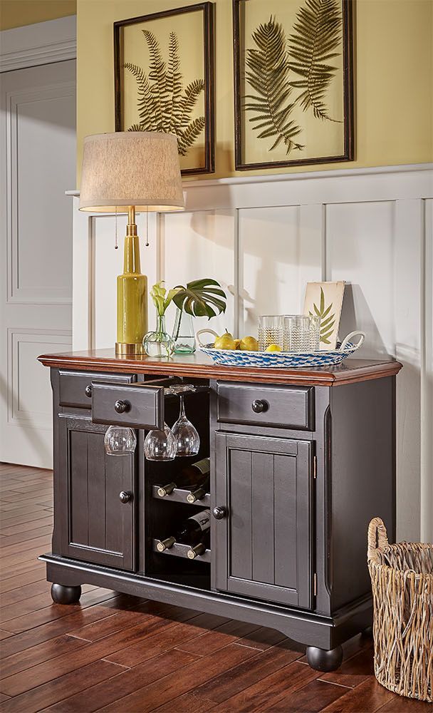 A-America® British Isles OB Antique Oak/Black Wine Server-3