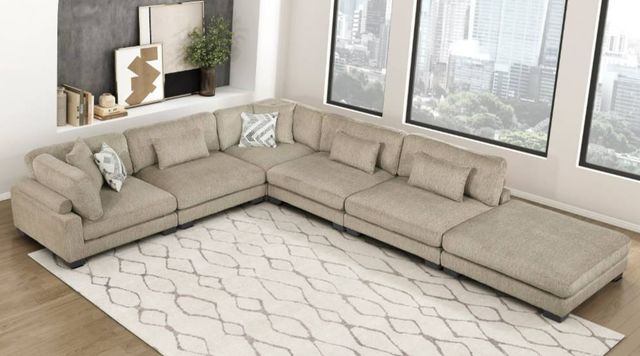 Homelegance® Tinley 6-Piece Brown 135" Modular Sectional with Ottoman-1