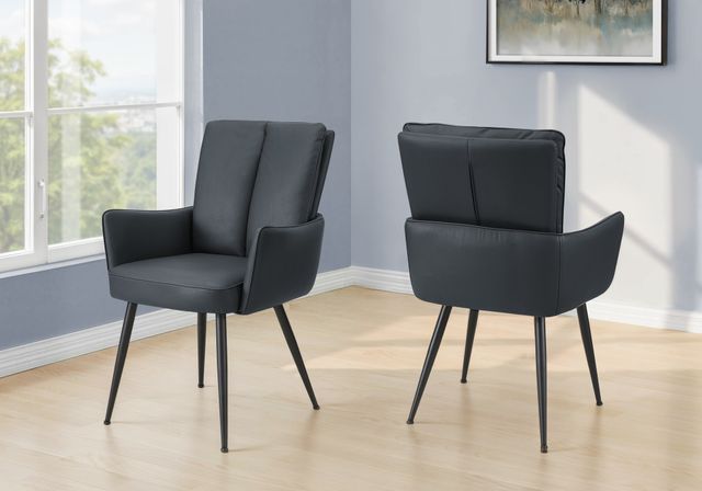 Monarch Specialties Inc. 2-Piece Blue 36" Faux Leather Dining Chair Set with Channelled Back-1