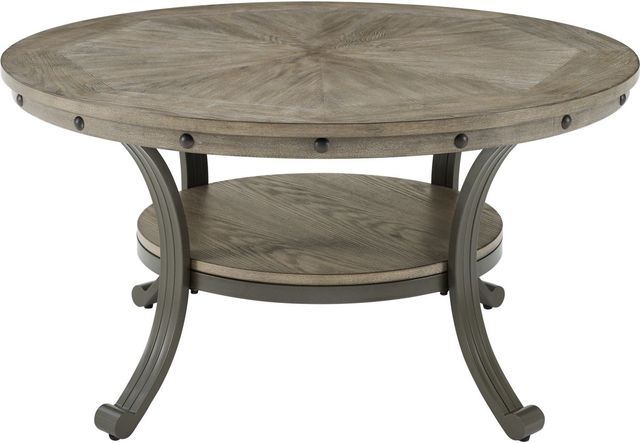 Powell® Franklin Gray Cocktail Table with Pewter Frame-2