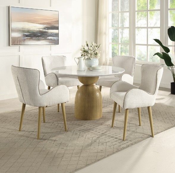 ACME Furniture Qwin 2-Piece Beige/Oak Arm Chair Set-2