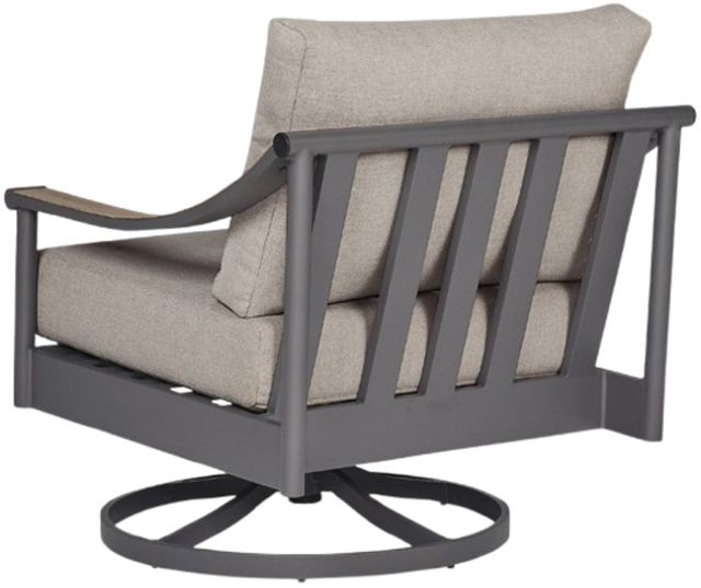 Signature Design by Ashley® North Island Gray/White Aluminum/Fabric Outdoor Swivel Lounge Chair-3