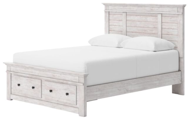 Signature Design by Ashley® Makidern Whitewash Queen Panel Bed with 4-Drawer Storage-1