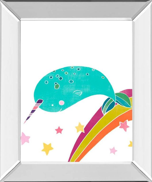 Classy Art Happy Narwals II by June Erica Vess Mirrored Frame Wall Art-0