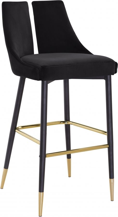 Meridian Furniture Sleek Black Velvet Bar Stool-0