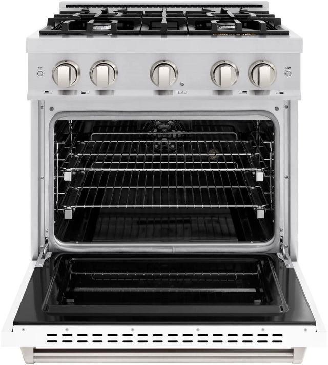 ZLINE Classic 30" Stainless Steel Pro Style Dual Fuel Range with White Matte Door-1