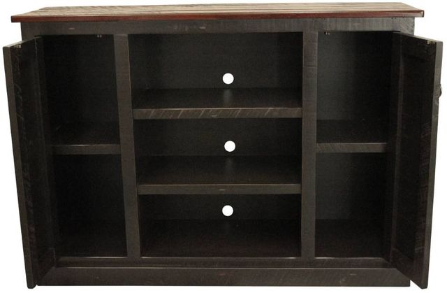 American Heartland Manufacturing Rustic Two Tone Antique Black/Concord Cherry Tall Provincial Shutter TV Stand-2