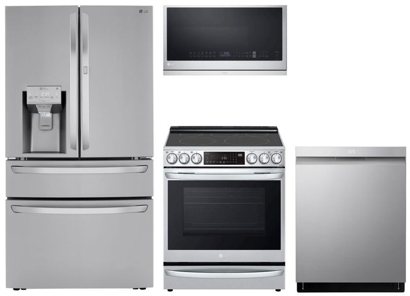 LG Front Control Electric Range w/ Full Depth 4 Door Refrigerator ...