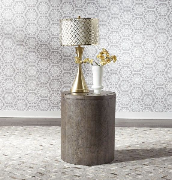 Liberty Furniture Modern Farmhouse Dusty Charcoal Drum End Table-1