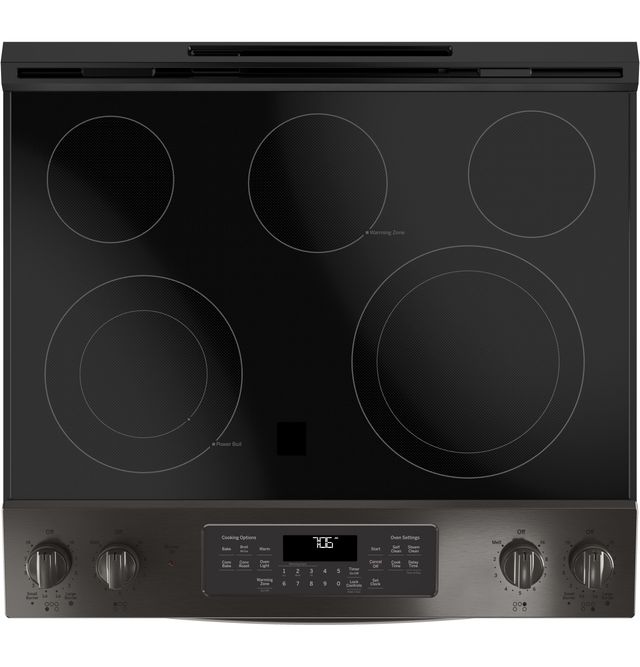 GE® 30" Slide In Electric Convection Range-Black Stainless-2