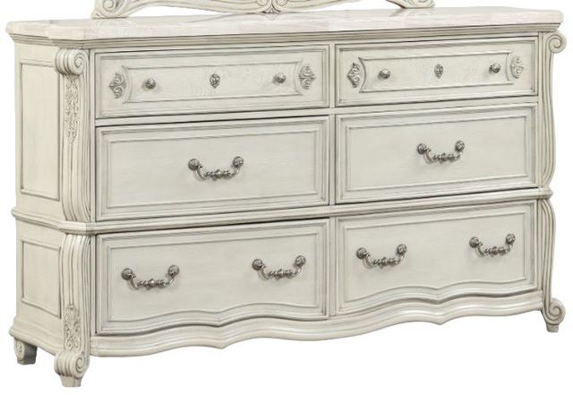 white christmas dresses Traditional White Dresser with 6 Drawers, Storage Dresser, Chest Dress –  Ohwill.com main image 1