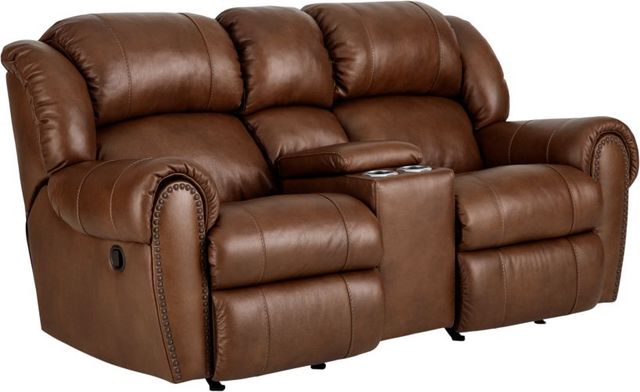 HomeStretch Laredo Cognac Leather Power Reclining Loveseat-0