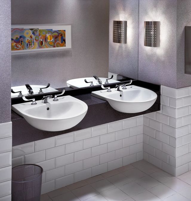 American Standard Mezzo White Semi-Countertop Sink with 8" Widespread-1