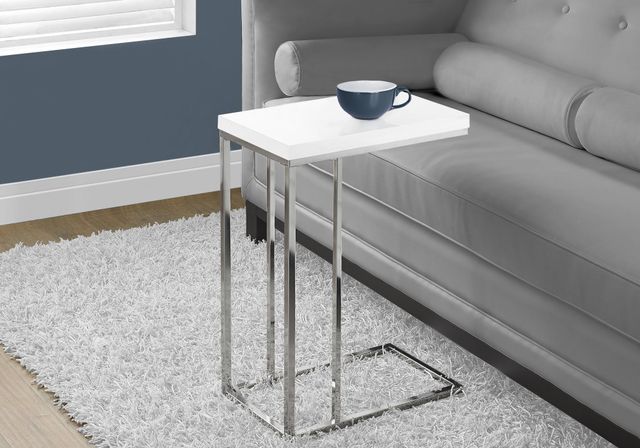 Monarch Specialties Inc. Glossy White Chrome Metal Accent Table-3