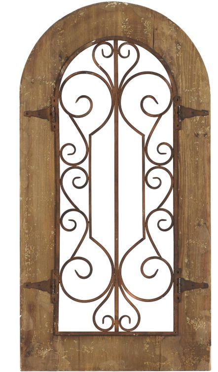 Deco Marche Scroll Arched Window Brown Wall Art Panel-0