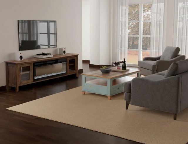 International Furniture Direct Olimpia Natural Fireplace TV Stand-1