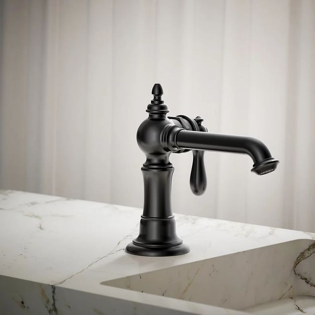 KOHLER® Artifacts® Matte Black Single-Handle Bathroom Sink Faucet-3