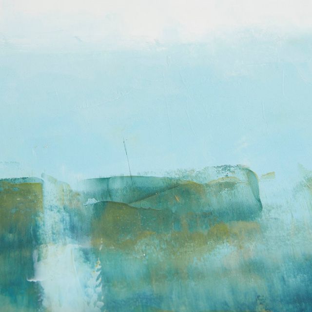Olliix by Madison Park Signature Blue Morning Fields Green Hand Embellished Framed Canvas-2