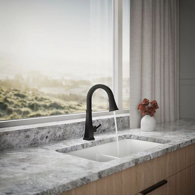KOHLER® Riff® Matte Black Touchless Kitchen Sink Faucet with 3-Function Sprayhead-2