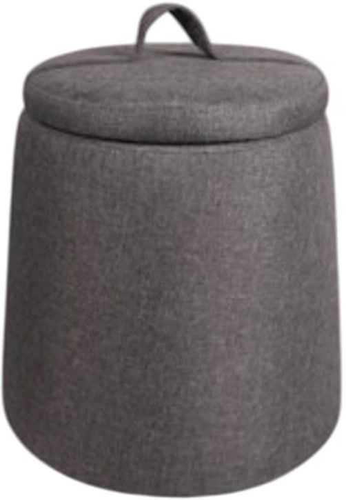 Linon Sandy Gray Round Storage Ottoman-0