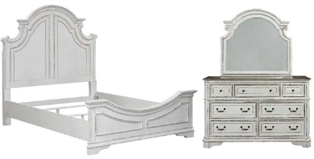 Liberty Furniture Magnolia Manor 3-Piece Antique White King Panel Bedroom Set-0