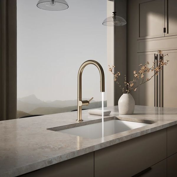 KOHLER® Components® Vibrant Brushed Bronze Pull-Down Kitchen Sink Faucet with 2-Function Sprayhead-2