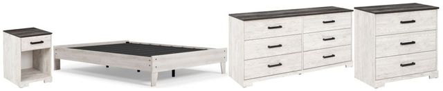 Signature Design by Ashley® Shawburn 4 Piece Whitewash Queen Platform Bed Set-0